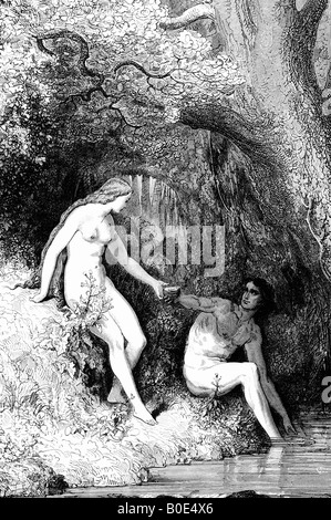 Incisione di Gustave Dore illustrazione del pasto serale in paradiso Foto Stock