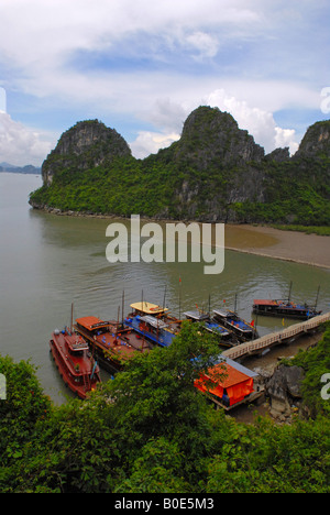 Barche turistiche Halong Bay Vietnam Foto Stock