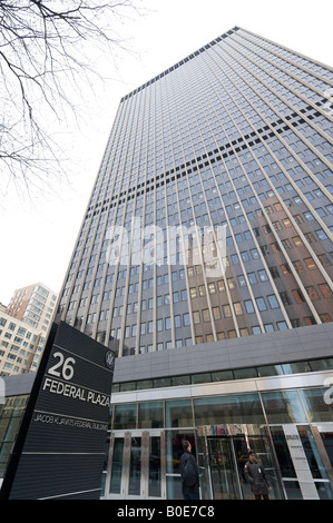 26 Federal Plaza o Jacob K Javits Edificio Federale, Broadway e la parte inferiore di Manhattan, New York City Foto Stock