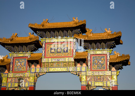 Cinese China Town Gate Liverpool Merseyside Foto Stock