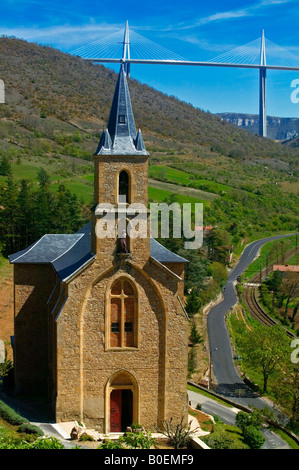 PEYRE viadotto di Millau AVEYRON Midi Pirenei FRANCIA Foto Stock