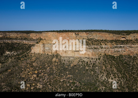 Navajo Canyon Overlook dal balcone Casa con cielo blu il Parco Nazionale di Mesa Verde nei pressi di Cortez Colorado Stati Uniti d'America Foto Stock