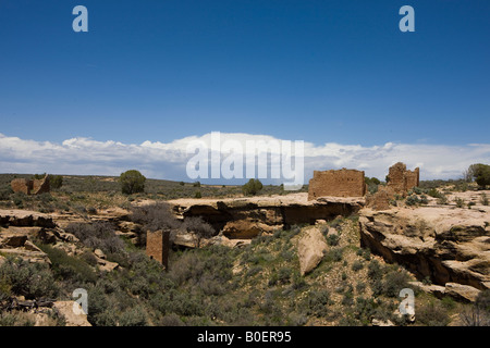 Canyon e rovine a Hovenweep National Monument Colorado e Utah - il sito protegge 6 preistorica era dei Pueblo villaggi. Foto Stock