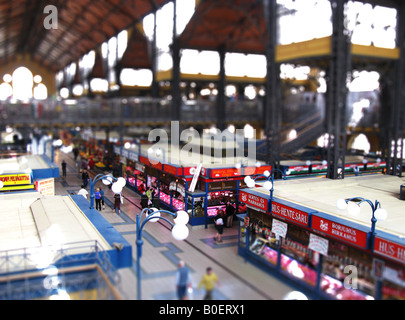 BUDAPEST, UNGHERIA. Un tilt-shift vista del grande mercato (Nagycsarnok). 2008. Foto Stock