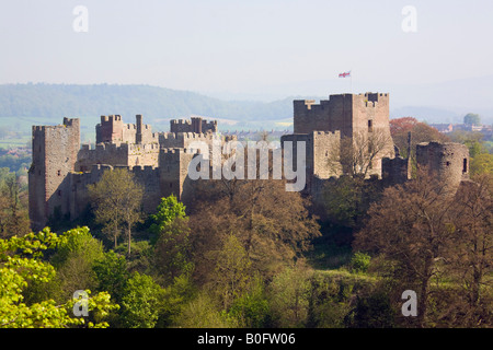 Ludlow Shropshire West Midlands England Regno Unito Gran Bretagna XI secolo dai Normanni e Castello medievale muri esterni Foto Stock