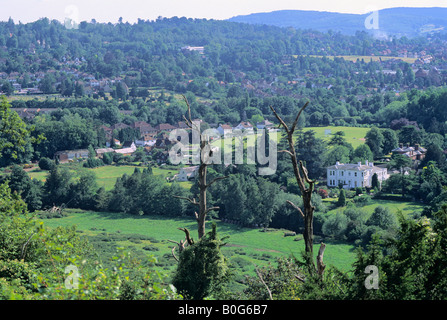 Vista da Boxhill verso Dorking, Surrey, England, Regno Unito Foto Stock