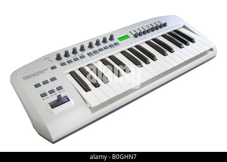 Tastiera elettronica su sfondo bianco Foto Stock