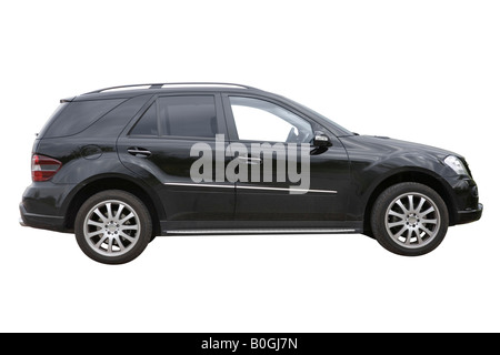 Nero Auto SUV su sfondo bianco Foto Stock