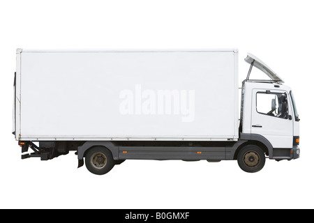 Vuoto carrello bianco su sfondo bianco Foto Stock