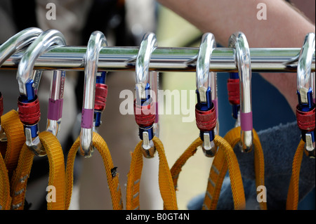 Salendo i cavi elettrici e i biscottini schierate pronto per l'uso. Foto da Jim Holden. Foto Stock