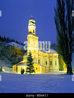 Karlskirche vicino Volder in inverno, Innsbruck-Land, valle Inn, Tirolo, Austria Foto Stock