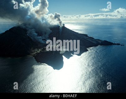 White Island, eruzione vulcanica, Baia di Planty, Isola del nord, Nuova Zelanda Foto Stock