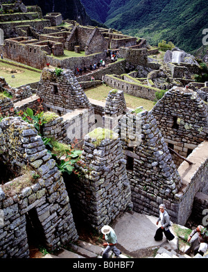 Machu Picchu, antica città Inca, rovine Inca, Sito Patrimonio Mondiale dell'UNESCO, Perù, Sud America Foto Stock