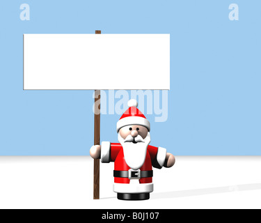 Santa permanente al Polo Nord tenendo un grande segno di vuoto. Foto Stock