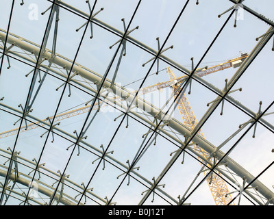 Sito in costruzione a airrail center, l'aeroporto di Francoforte, Germania Foto Stock