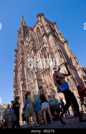 La cattedrale gotica di Strasburgo, Francia Foto Stock