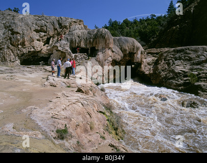 Una vista della diga di Soda una magnifica diga naturale formata nel fiume Jemez Foto Stock