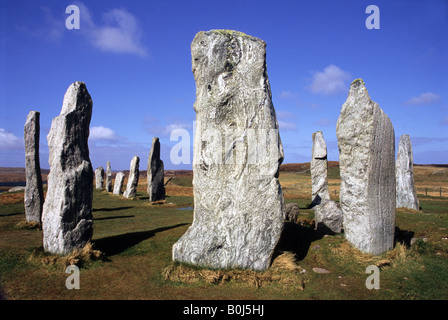 Calanais Stone Circle, isola di Lewis, Scozia Foto Stock