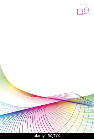 Illustrazione Vettoriale di rainbow colorata arte rivestito su di uno sbozzato sullo sfondo bianco con il logo del modello o messaggio pubblicitario nell'angolo Foto Stock