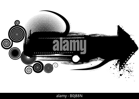 Illustrazione vettoriale di un grunge design moderno elemento isolato nero su bianco altamente dettagliata con spirali e i mezzitoni Foto Stock