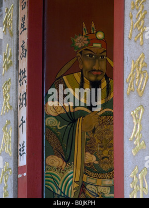 Verniciatura porta a Tan Si Chong su Temple, Singapore Foto Stock