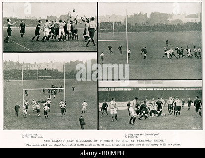 Middlesex v Nuova Zelanda 1905 photo diffusione dell'originale All Blacks la vittoria a Stamford Bridge sul loro giro inaugurale Foto Stock