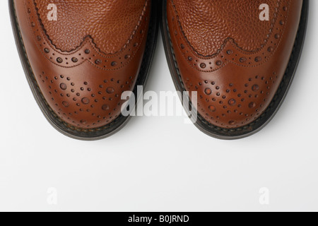 Suggerimenti di marrone scarpe brouge Foto Stock