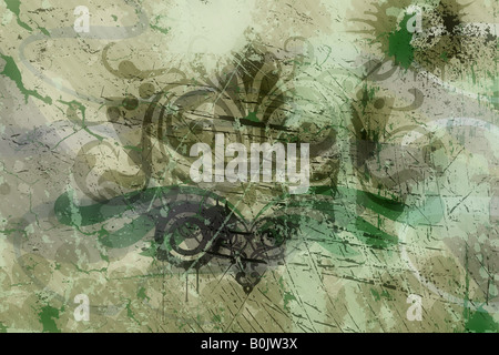 Abstract grungy ornamentali sfondo, con alcune macchie Foto Stock