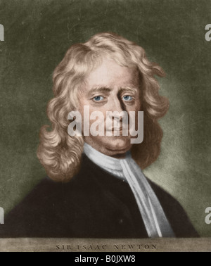 Sir Isaac Newton, 1642 - 1727, il fisico inglese, matematico e alchimista. Foto Stock