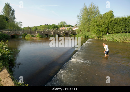 Fiume Wey Tilford Surrey UK Foto Stock