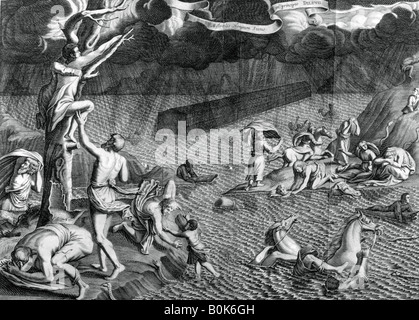 Scena del diluvio, 1675. Artista: Athanasius Kircher Foto Stock