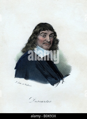 Rene Descartes, filosofo francese, matematico e scienziato, (c xix secolo secolo).Artista: Delpech Foto Stock