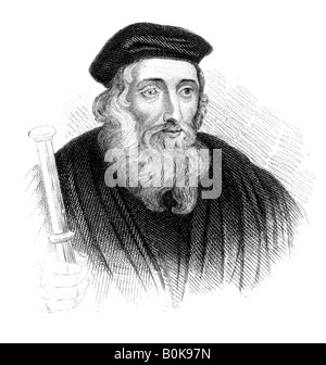 John Wycliffe, xiv secolo inglese teologo e riformatore religioso, (c1850). Artista: sconosciuto Foto Stock