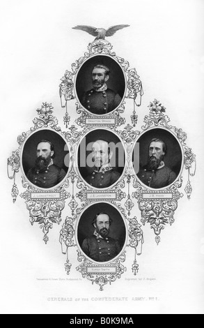 Generali dell'esercito confederato, 1862-1867.Artista: J Rogers Foto Stock