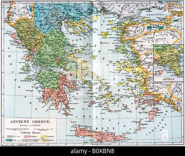 Mappa della Grecia antica, 1902. Artista: sconosciuto Foto Stock