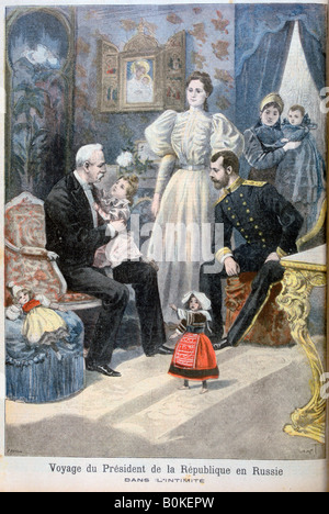 Lo Zar Nicola II di Russia e Felix Faure, Presidente della Repubblica francese, 1897. Artista: Oswaldo Tofani Foto Stock