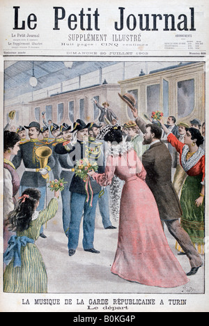 I musicisti del francese della Guardia repubblicana, Torino, Italia, 1902. Artista: Yrondy Foto Stock