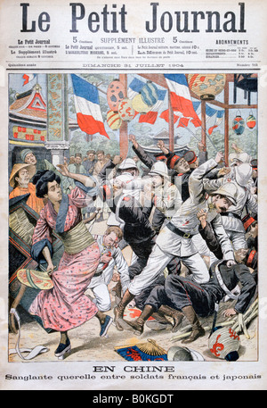 Lotta tra francesi e i soldati giapponesi durante la guerra Russo-Giapponese, Cina, 1904. Artista: sconosciuto Foto Stock