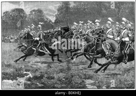 Carica della quinta e settima Dragoon Guards, rivedere in Windsor Park, 1900. Artista: sconosciuto Foto Stock