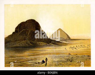Mattone piramidi di Dashur, Egitto, c1870.Artista: W Dickens Foto Stock