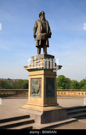 Statua di Sir Tito sale, Saltaire, Sito Patrimonio Mondiale dell'UNESCO, Bradford, West Yorkshire, Inghilterra, Regno Unito Foto Stock