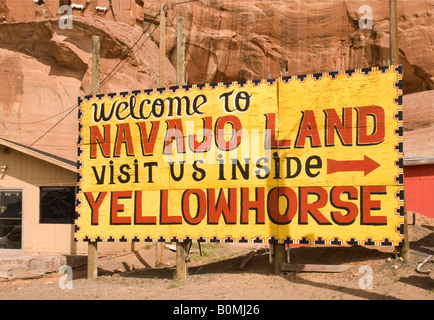 Benvenuto all'insegna Navajo Land New Mexico USA Foto Stock