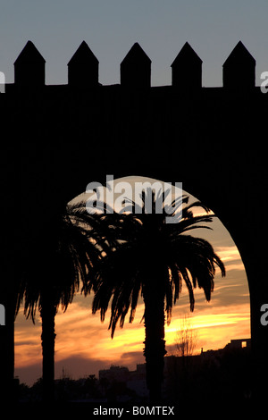 I cancelli in parete andaluso da Bab Rouah er. Avenue Moulay Hussan, Rabat, Marocco Foto Stock