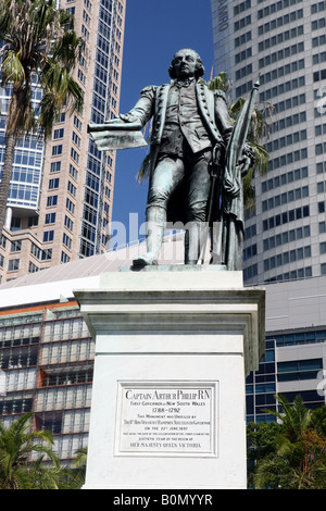 Memorial Sculpture di un Simonetti di capitano Arthur Phillip primo governatore del New South Wales Sydney NSW Australia Foto Stock