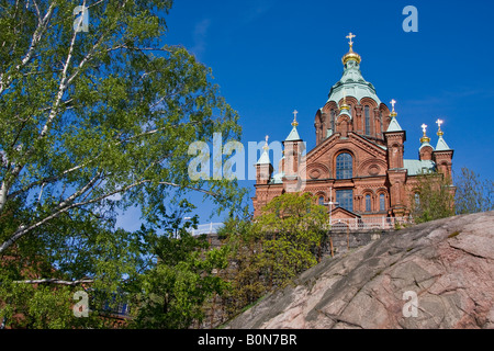 Cattedrale Uspensky in Helsinki Finlandia costruito 1868 è la più grande cattedrale ortodossa in Europa occidentale Foto Stock
