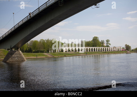 Il Yaroslav il cortile , Veliky Novgorod, Russia. Foto Stock