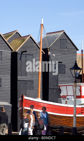 Net capanne noto come net negozi Rock una strada Nore Hastings maritime heritage zona Foto Stock