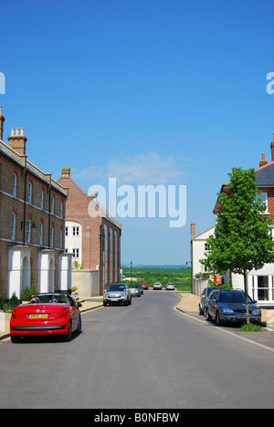 Scena di strada, Poundbury, Dorchester Dorset, England, Regno Unito Foto Stock