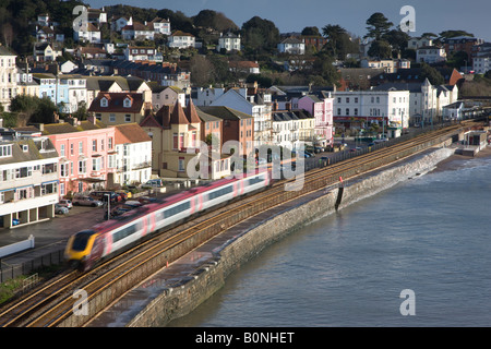 Dawlish lungomare con linea ferroviaria Foto Stock