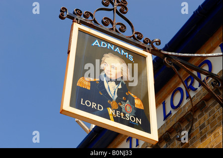 Il Lord Nelson Pub segno - Southwold Suffolk Foto Stock